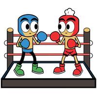 un maravilloso caja de cartón personaje boxeo plano ilustración vector