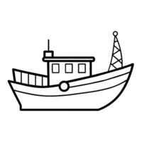 Boat Icon illustration line art flat style vector