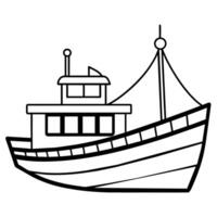 Boat Icon illustration line art flat style vector