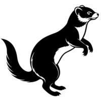 A ferret silhouette, in black color silhouette vector