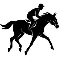 un hombre asalto caballo silueta ilustración vector