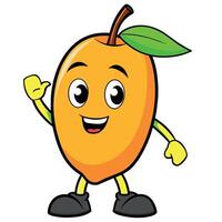 mango fruit groovy character flat illustration vector