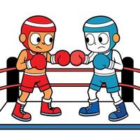 A Groovy Carton Character boxing flat illustration vector