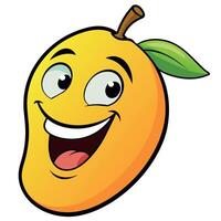 mango fruit groovy character flat illustration vector
