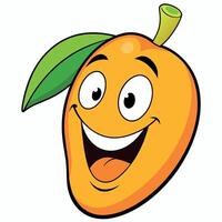 mango fruit groovy character flat illustration vector