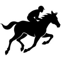 un hombre asalto caballo silueta ilustración vector