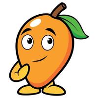 mango fruit groovy character flat illustration vector