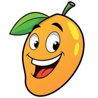 mango fruit groovy character flat illustration vector