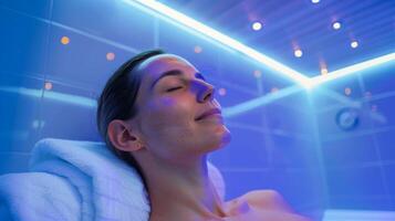 Aching muscles being soothed by sauna heat promoting lymphatic drainage. photo