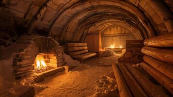 A cultural sauna experience in a traditional igloo sauna learning about Indigenous sauna traditions and folklore. photo