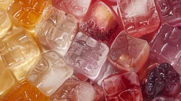 un selección de sabor infundido hielo cubitos Perfecto para agregando un sutil aumentar de nutrición a ninguna bebida foto