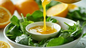 A drizzle of zesty citrus dressing brings a tangy and refreshing element to any salad photo