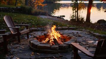 The gentle breeze carries the aroma of toasted marshmallows and the warmth of the fire. 2d flat cartoon photo