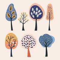 Various Trees Flat Illustrations Collection vector