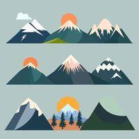 varios montañas aislado plano ilustración. Perfecto para diferente tarjetas, textil, web sitios, aplicaciones vector