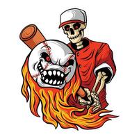 human skeleton playing baseball vector