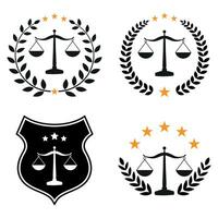 Illustration of a set of justice symbols with laurel vector