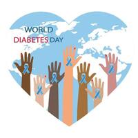 mundo diabetes día concepto con conciencia cinta vector