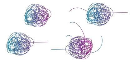 Chaotically tangled line drawing. Random chaotic lines illustration. vector
