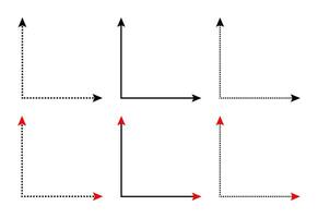 Double ended right angle 90 degrees corner arrows resources for teacher and student. vector