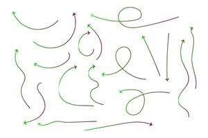 Hand drawn thin line arrows and direction signs set. vector