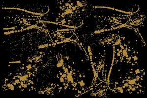Ink gold blots dust overlay distress grain scratch grunge background. vector