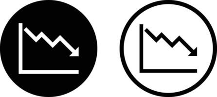 Crisis arrow icon set in two styles . Arrow pointing downwards showing crisis icon . arrow going down stock icon vector