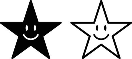 Smiling star icon set in two styles isolated on white background . illustration vector