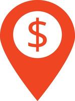 Map pointer with Dollar icon isolated on white background . Bank location symbol . Location pin with dollar sign vector