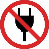 Charging prohibited sign . Power plug use prohibited icon vector