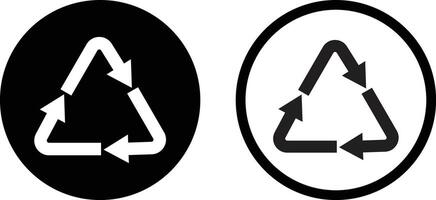 Recycle triangle icon set in two styles isolated on white background . Recycle icon . Reuse icon vector