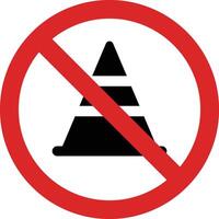 No cone sign . Forbidden road cone icon . No traffic cone icon vector