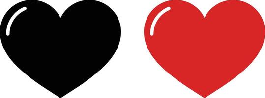 Black and red heart icon set isolated on white background . Heart icon set vector