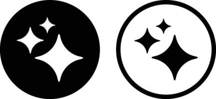 brillar icono conjunto en dos estilos aislado en blanco antecedentes . limpiar estrella icono . destellos icono vector