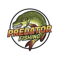 Predator fishing logo drawing template vector