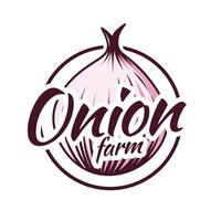 Onion farm logo design template vector