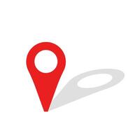 Pin map place location icon with shadow. location pin marker, gps marker, pointer, Pinpoint place element design. Red marker with white dot. illustration isolated on background vector