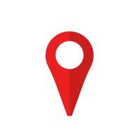 Red marker with white dot. Pin map place pointer location. Pinpoint place destination label element design. Position pointer. icon isolated on background vector