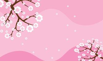 Beautiful Spring Cherry Blossom background Landscape illustration. editable vector