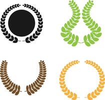 Minimal 4 Laurel wreath set, Silhouette for Logo, Apps, Website, banner, Illustration art or Graphic Design. vector