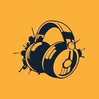 Creative headphone illustration or art. suitable for music industry logo, sticker, label, banner. editable template. vector