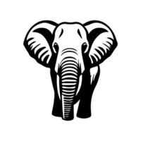 un negro y blanco un elefante logo vector