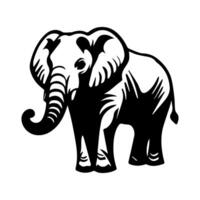 a black and white elephant logo minimalist vector