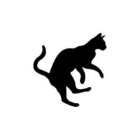 A black cat with a tail logo vector