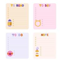 Cute hand drawn notebook template for to do list and notes with spa, hygiene, bath cartoon illustrations. Printable editable diary note elements for weekly planner, bullet journal, school schedule. vector