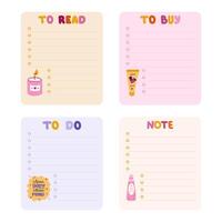 Cute hand drawn notebook template for to do list and notes with spa, hygiene, bath cartoon illustrations. Printable editable diary note elements for weekly planner, bullet journal, school schedule. vector