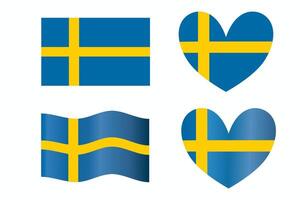 Swedish flags set elements isolated on white background vector