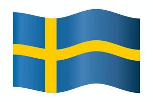 Swedish flag flying waving gradient elements isolated on white background vector