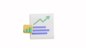 animazione 3d icona statistica grafico e grafico. transparant sfondo. alfa canale. video