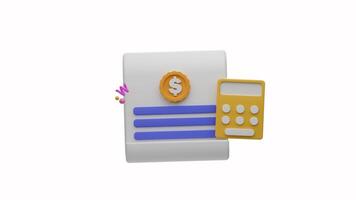animación 3d icono financiero negocio presupuesto. transparente antecedentes. alfa canal. video